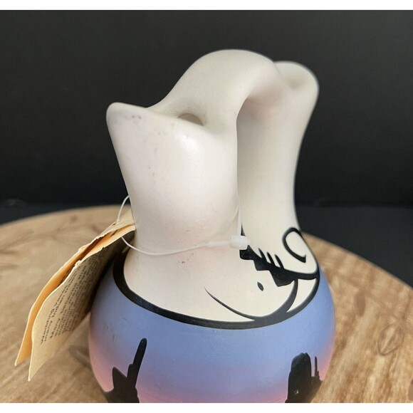 Benally Dine Navajo Pottery Wedding Vase Native American Artist Desert Scene 6" - Picture 9 of 10